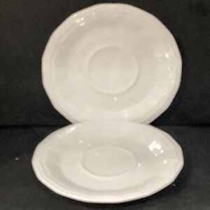 Homer Laughlin COLONIAL WHITE Ironstone MARKED Saucers Set of 2